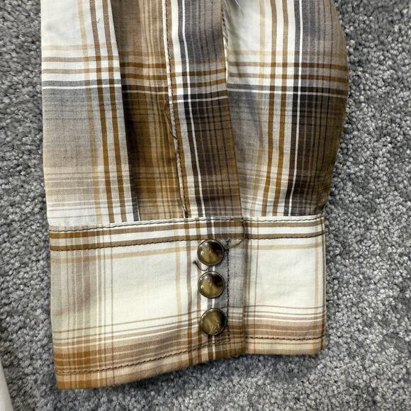 Pendleton Mens XL Frontier Western Snap Button Plaid Shirt Brown Tan Long Sleeve - Picture 8 of 10